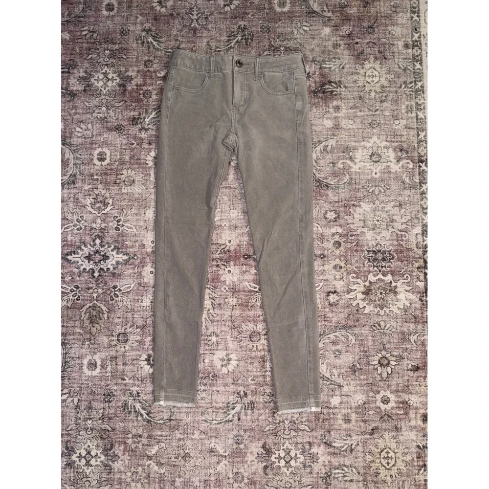American Eagle 360 Super Stretch Jegging Gray Skinny Jeans Raw Hem Size 4 Reg